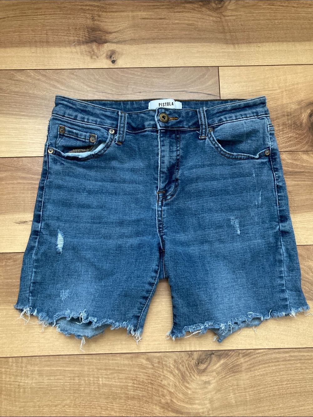 Pistola Distressed Raw 6” Jean Shorts